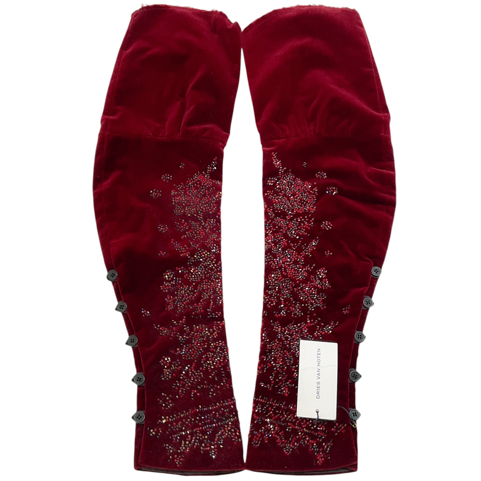 Dries van Noten Red Velvet Beaded Sleeves