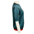 Load image into Gallery viewer, Marni Blue / Black / Red Short Sleeved Wool Knit Sweater Top
