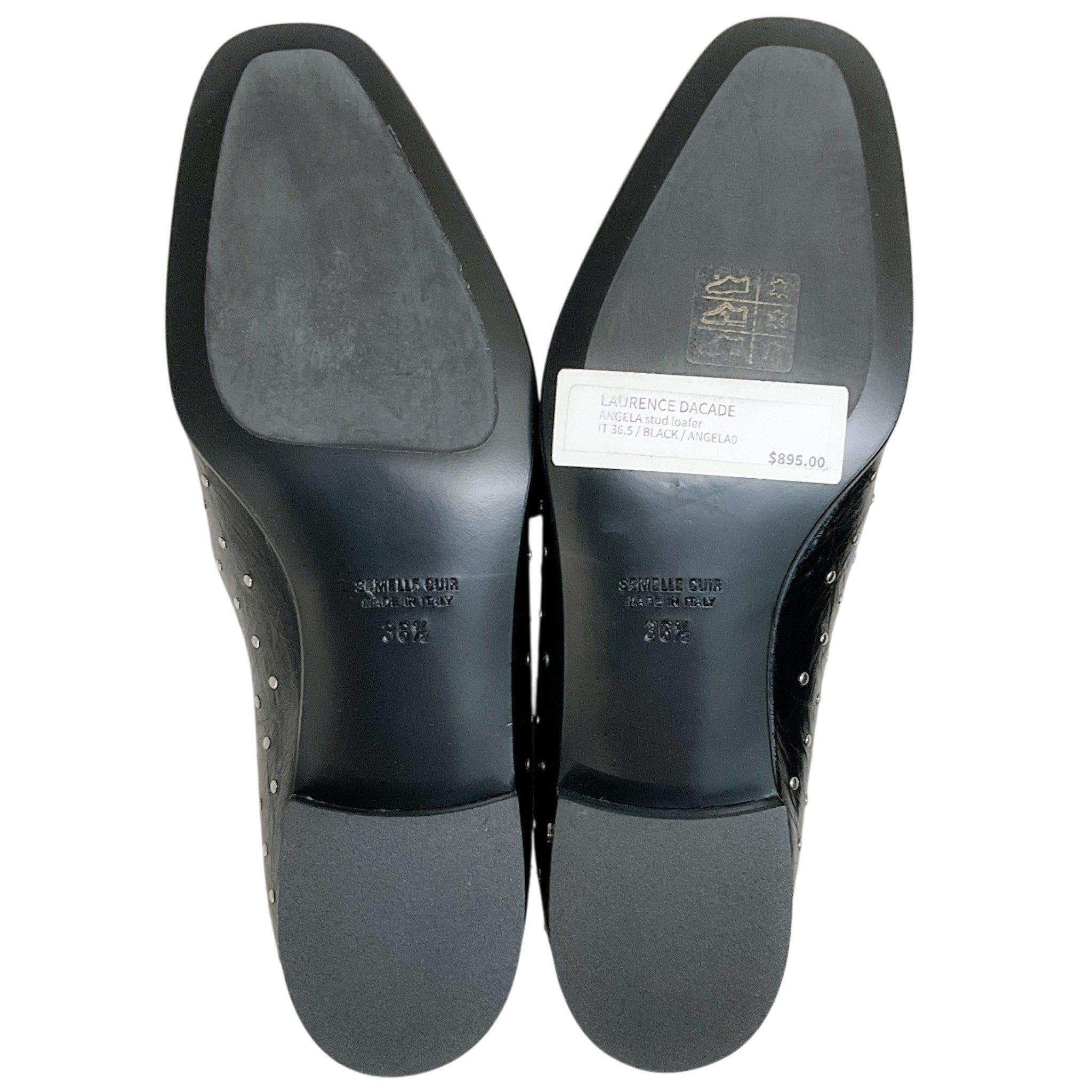 Laurence Dacade Black Leather Silver Studded Angela Loafers