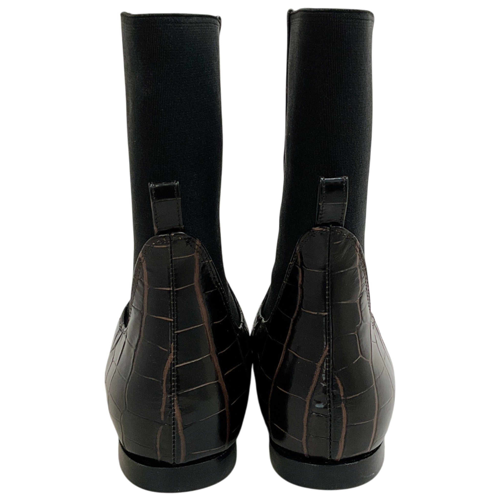 Toteme Dark Brown Croc Embossed Ankle Boots
