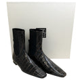 Load image into Gallery viewer, Toteme Dark Brown Croc Embossed Ankle Boots
