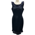 Load image into Gallery viewer, Roland Nivelais Navy Blue Ruffled Silk Dress
