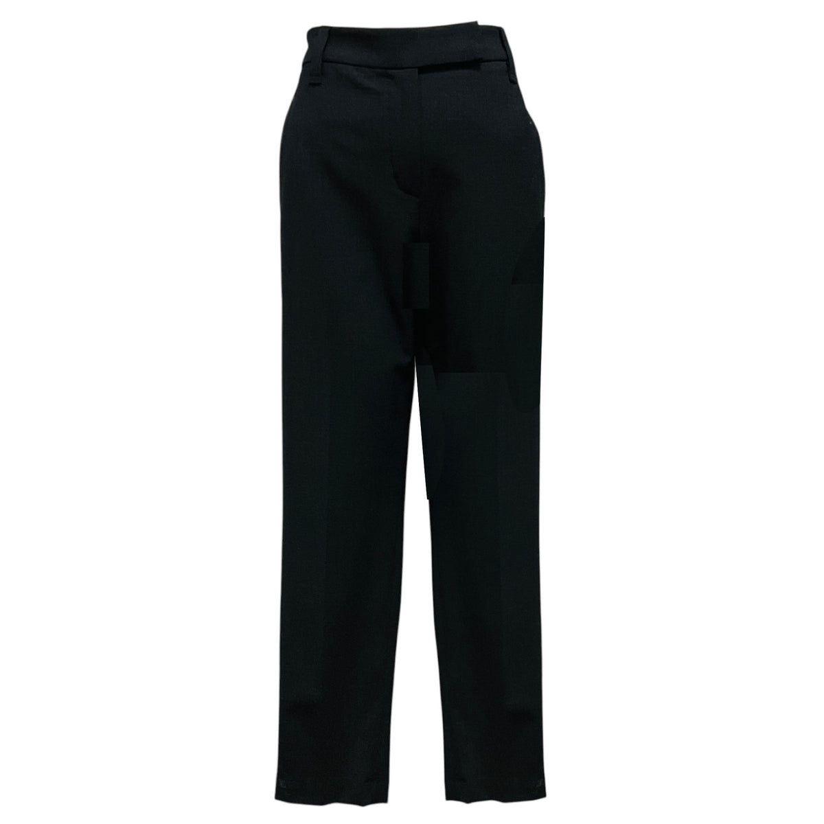 Brunello Cucinelli Charcoal Grey Monili Bead Embellished Cropped Mid Rise Wool Trousers in Black Stone