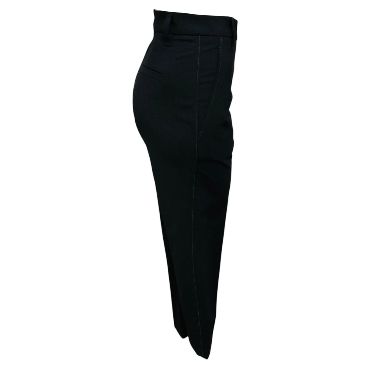 Brunello Cucinelli Charcoal Grey Monili Bead Embellished Cropped Mid Rise Wool Trousers in Black Stone