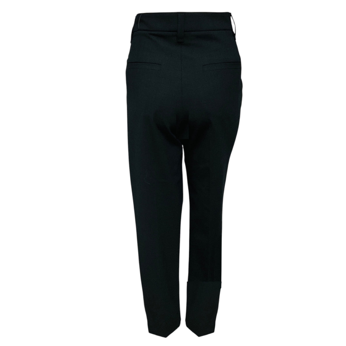 Brunello Cucinelli Charcoal Grey Monili Bead Embellished Cropped Mid Rise Wool Trousers in Black Stone