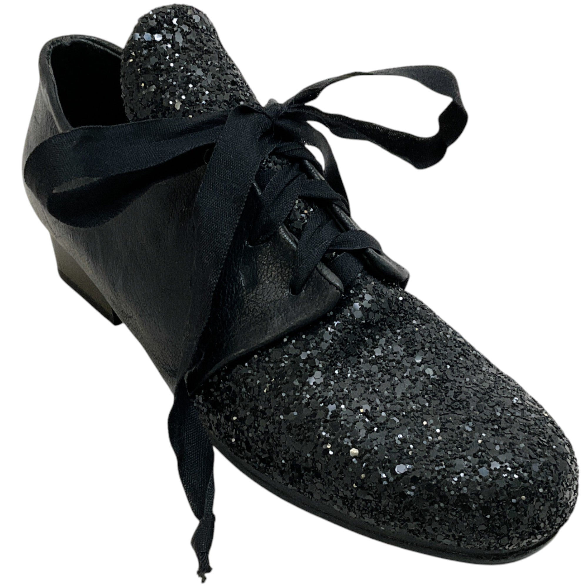 Inscrire by Devrandecic Black Glitter Lace Up Shoes
