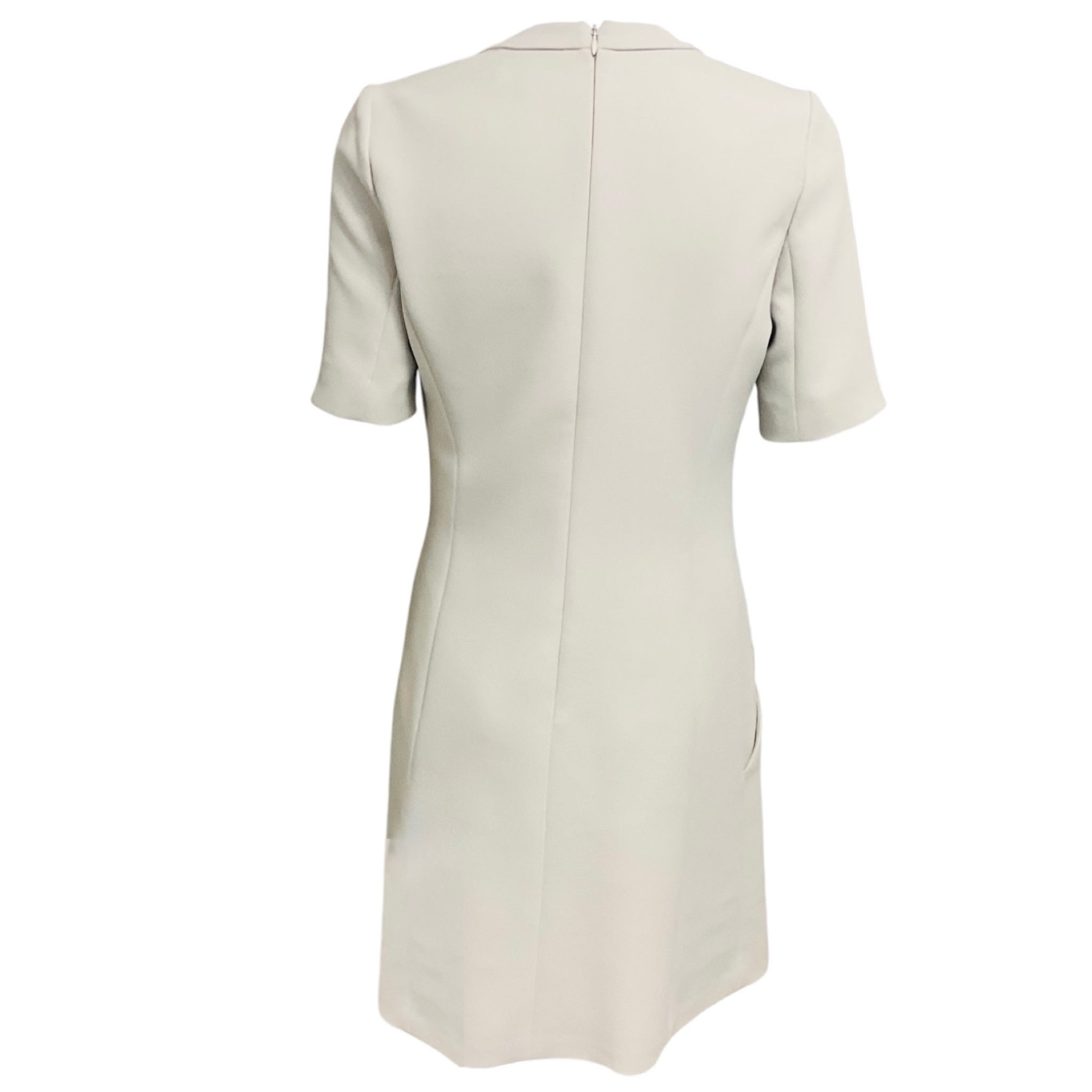 Barbara Bui Grey Crepe Midi Dress with Chain Jewel Neckline