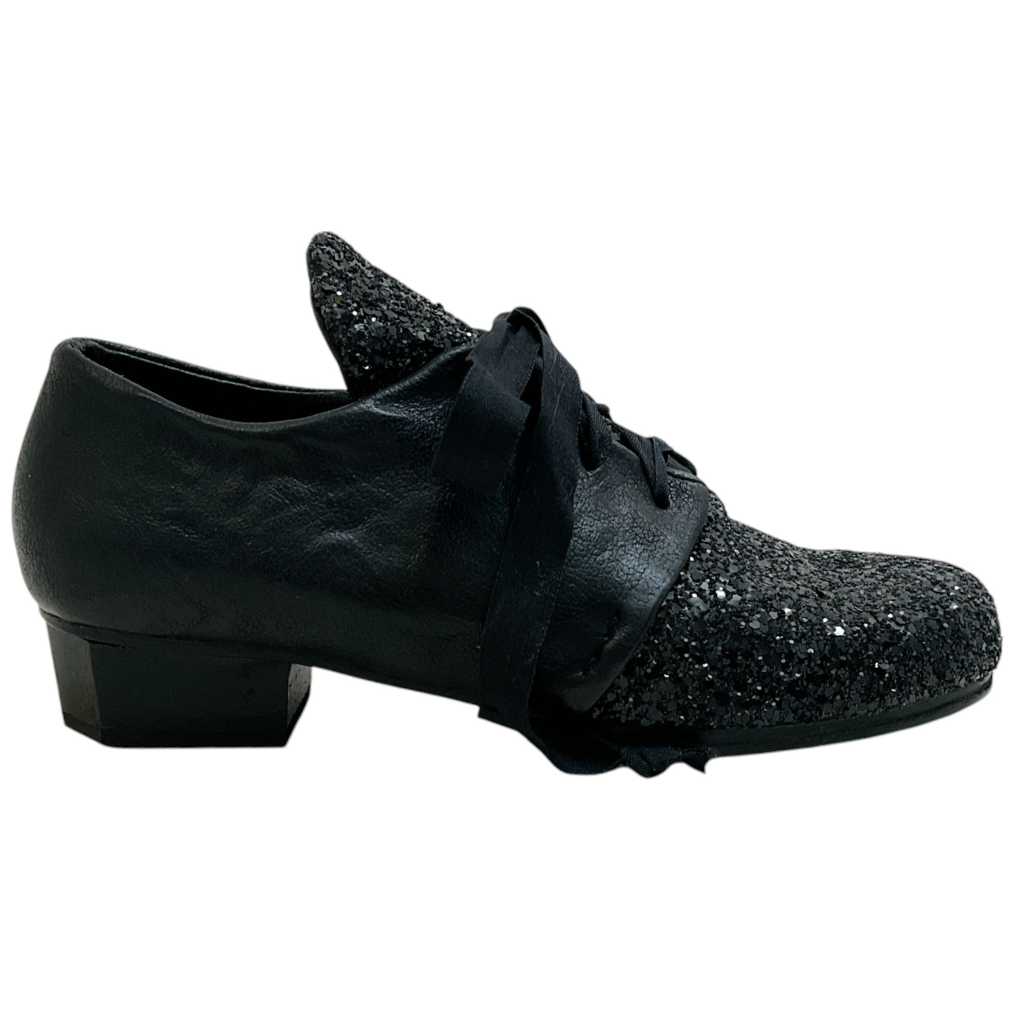 Inscrire by Devrandecic Black Glitter Lace Up Shoes