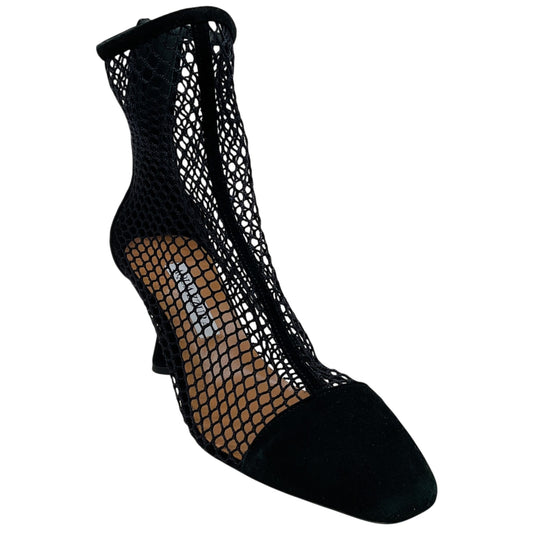 Aquazzura Black Suede / Net Amore 75 Booties
