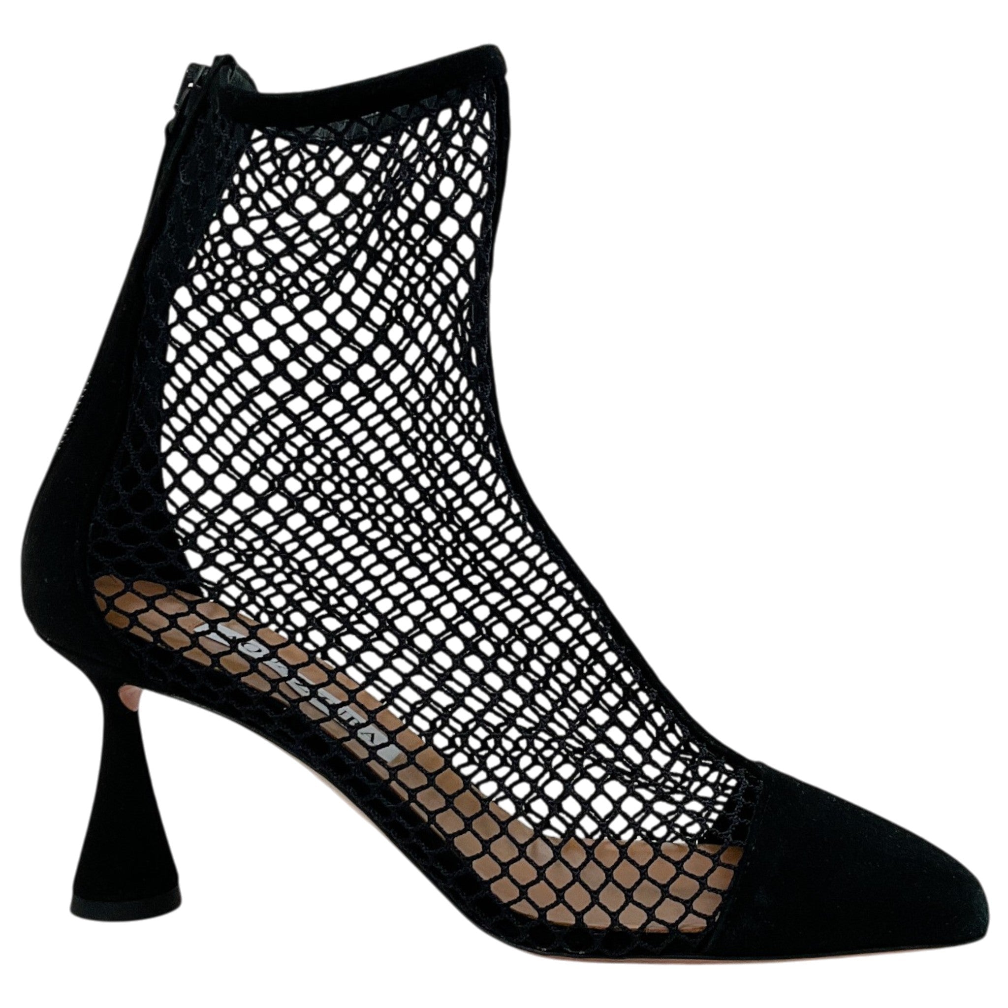 Aquazzura Black Suede / Net Amore 75 Booties