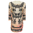 Load image into Gallery viewer, Needle & Thread Light Pink / Black Iridescent Sequined Floral Embroidery Ombre Mini Dress
