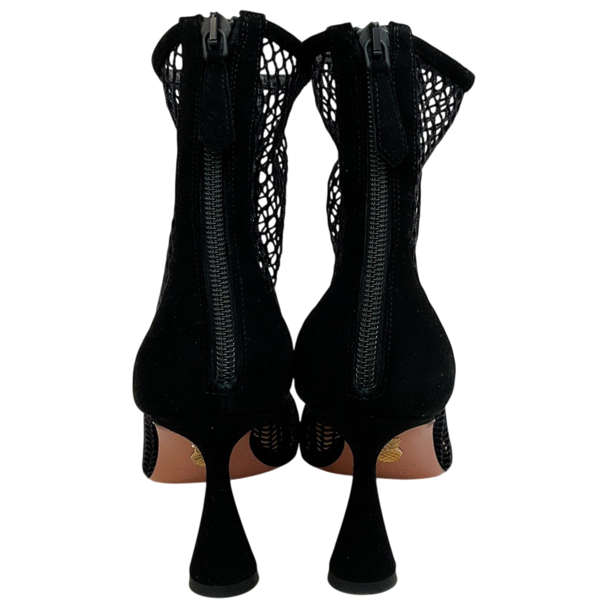 Aquazzura Black Suede / Net Amore 75 Booties