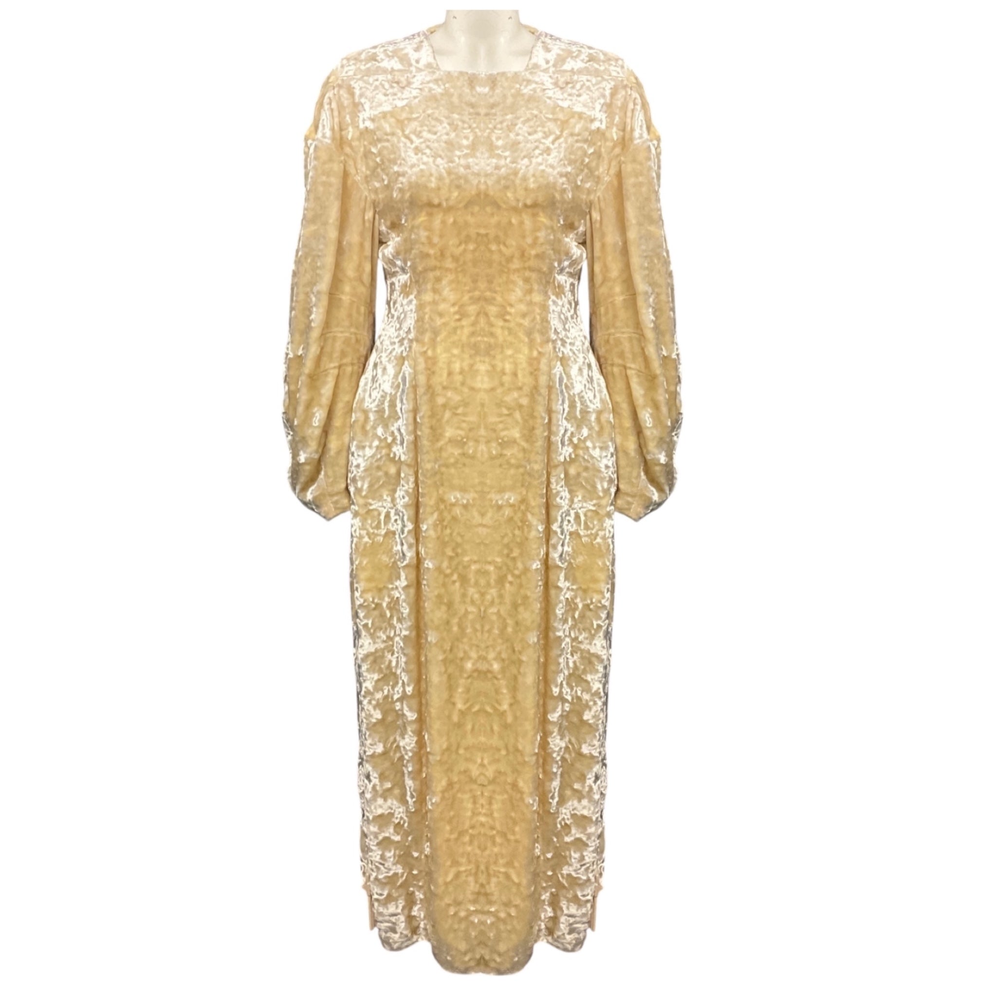 Jil Sander Ivory Crushed Velvet Maxi Dress