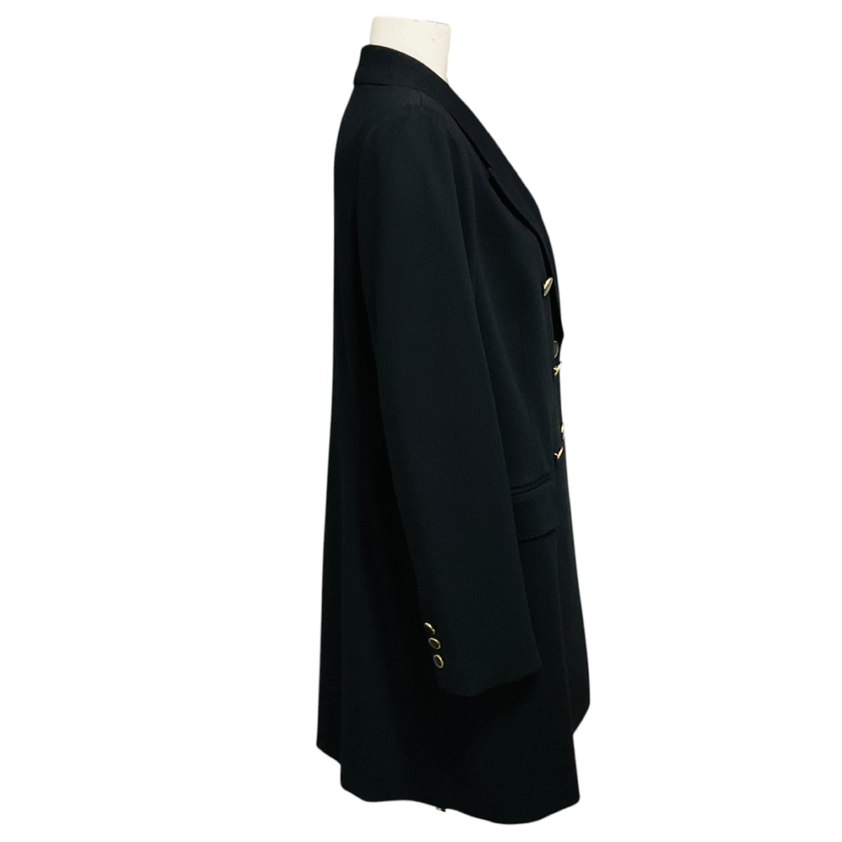 St. John Black Double Breasted Mid Length Coat