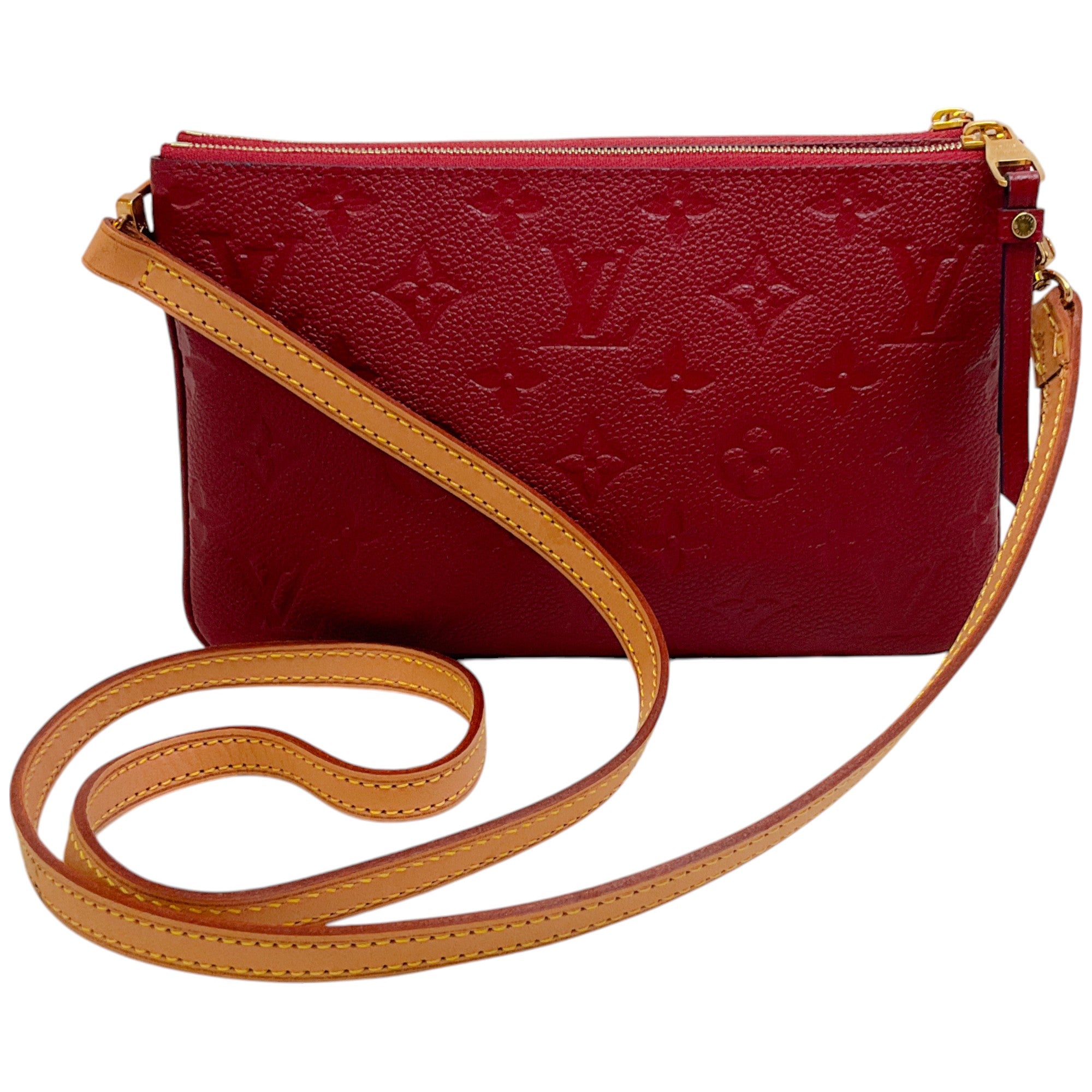 Louis Vuitton Red Monogram Empreinte Double Zip Pochette