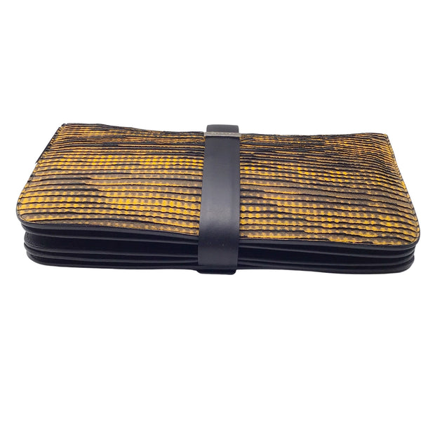 Calvin Klein Collection Yellow / Black Accordion Clutch Bag