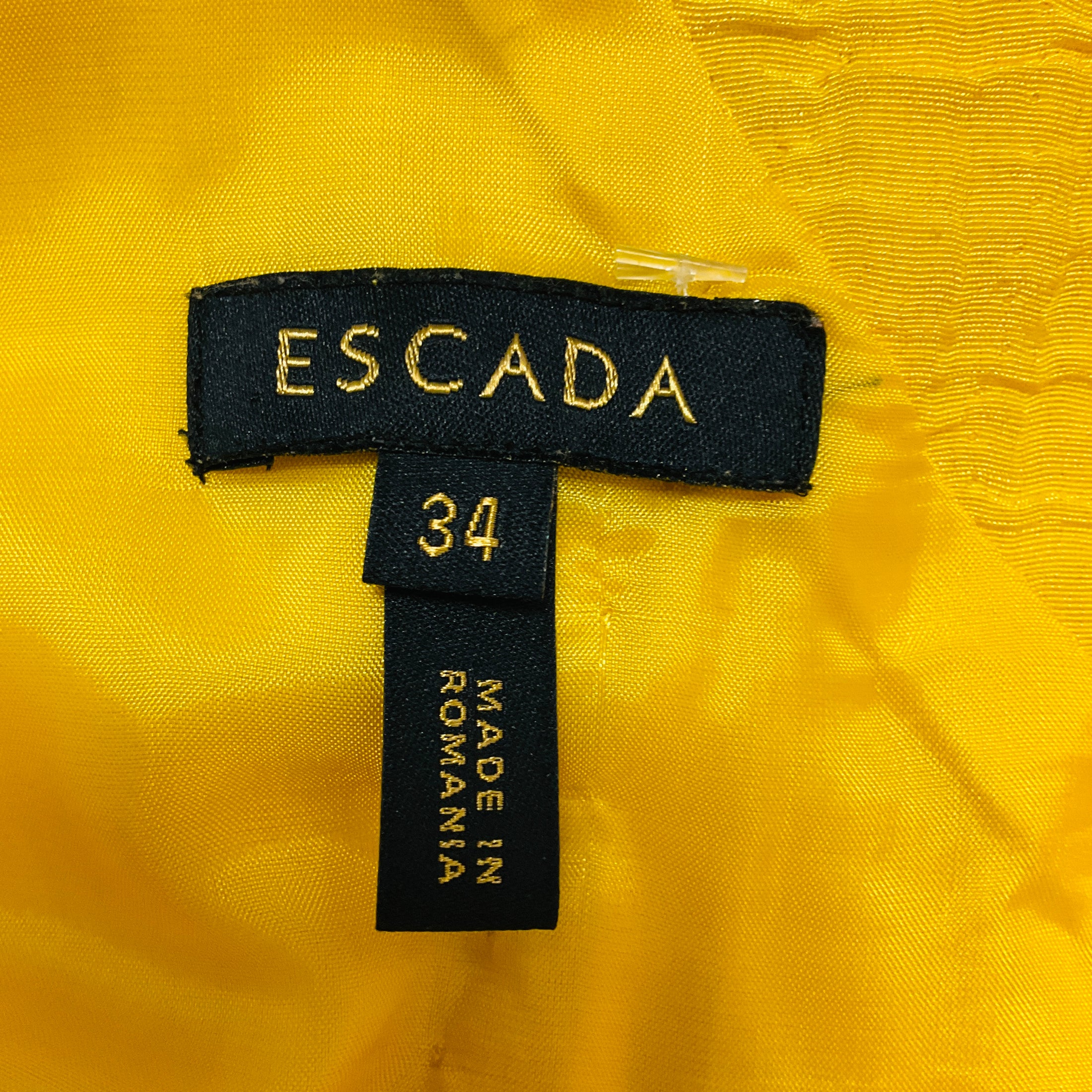Escada Bright Yellow / Buttercup Cap Sleeved Textured Jacquard Diona Sheath Dress