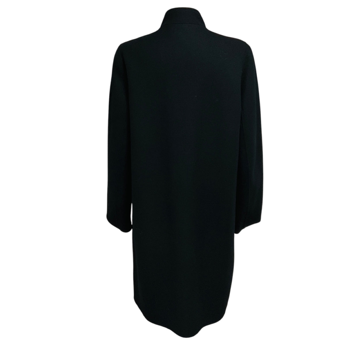 Vince Black Wool Coat with Calf Hair Trim
