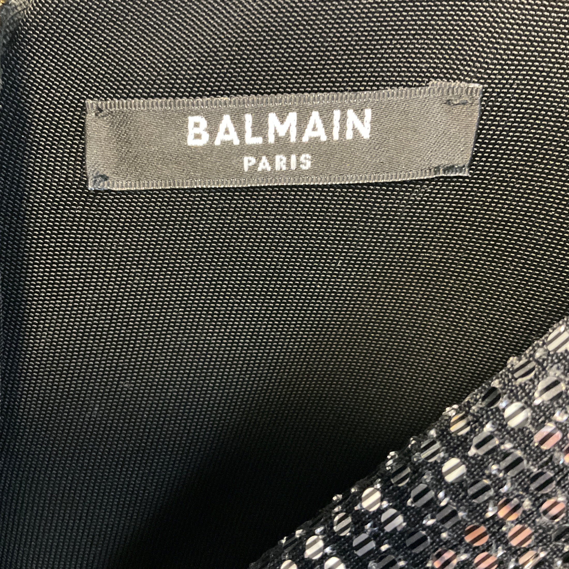 Balmain Silver Metallic Embellished Cocktail Dress