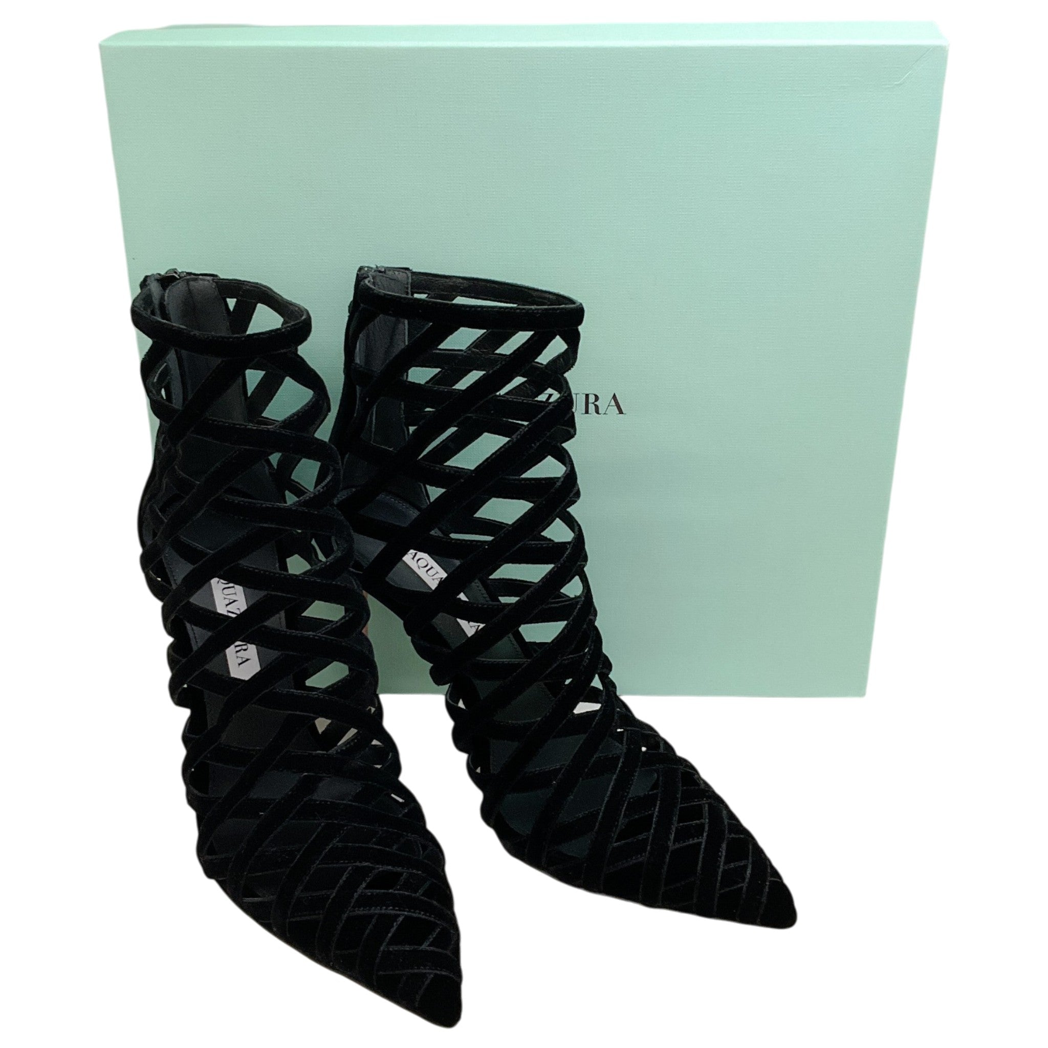 Aquazzura Black Velvet Romance 105 Booties