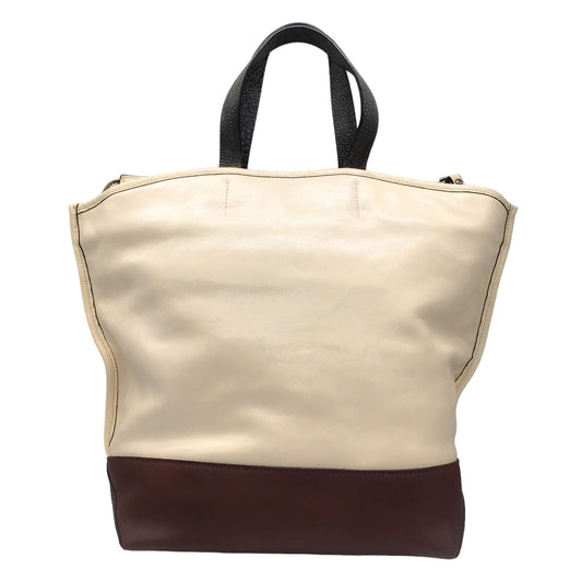 Bottega Venta Cream / Brown Colorblock Leather Handbag