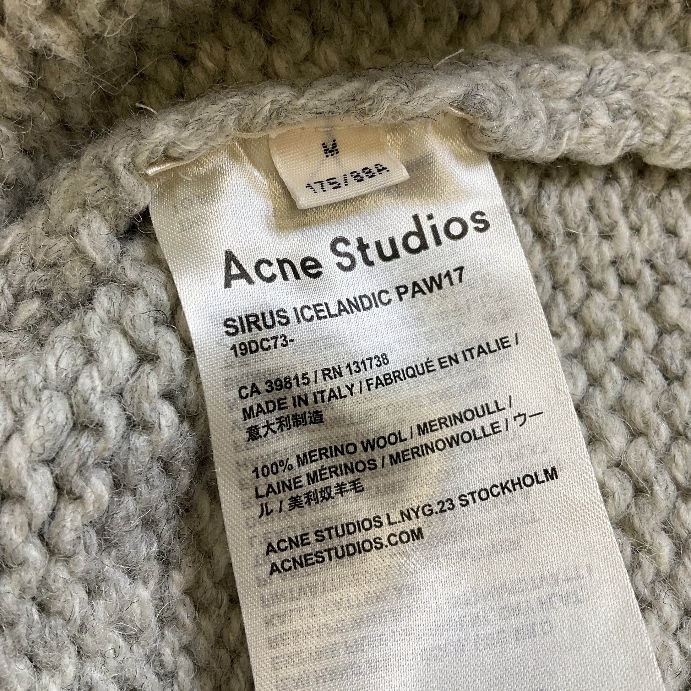 Acne Studios Light Grey Combo Sirius Icelandic Rollneck Merino Wool Knit Jumper