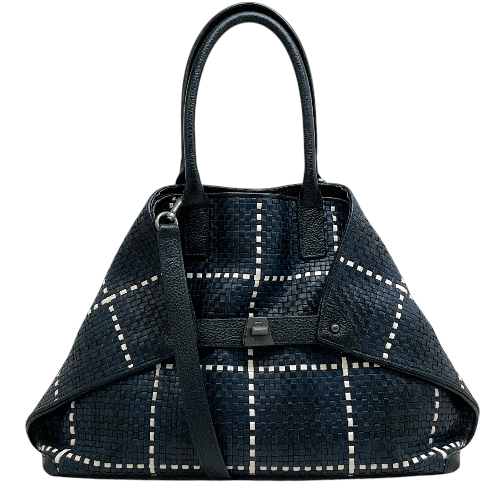 Akris Navy / Black / White Woven Leather Bag
