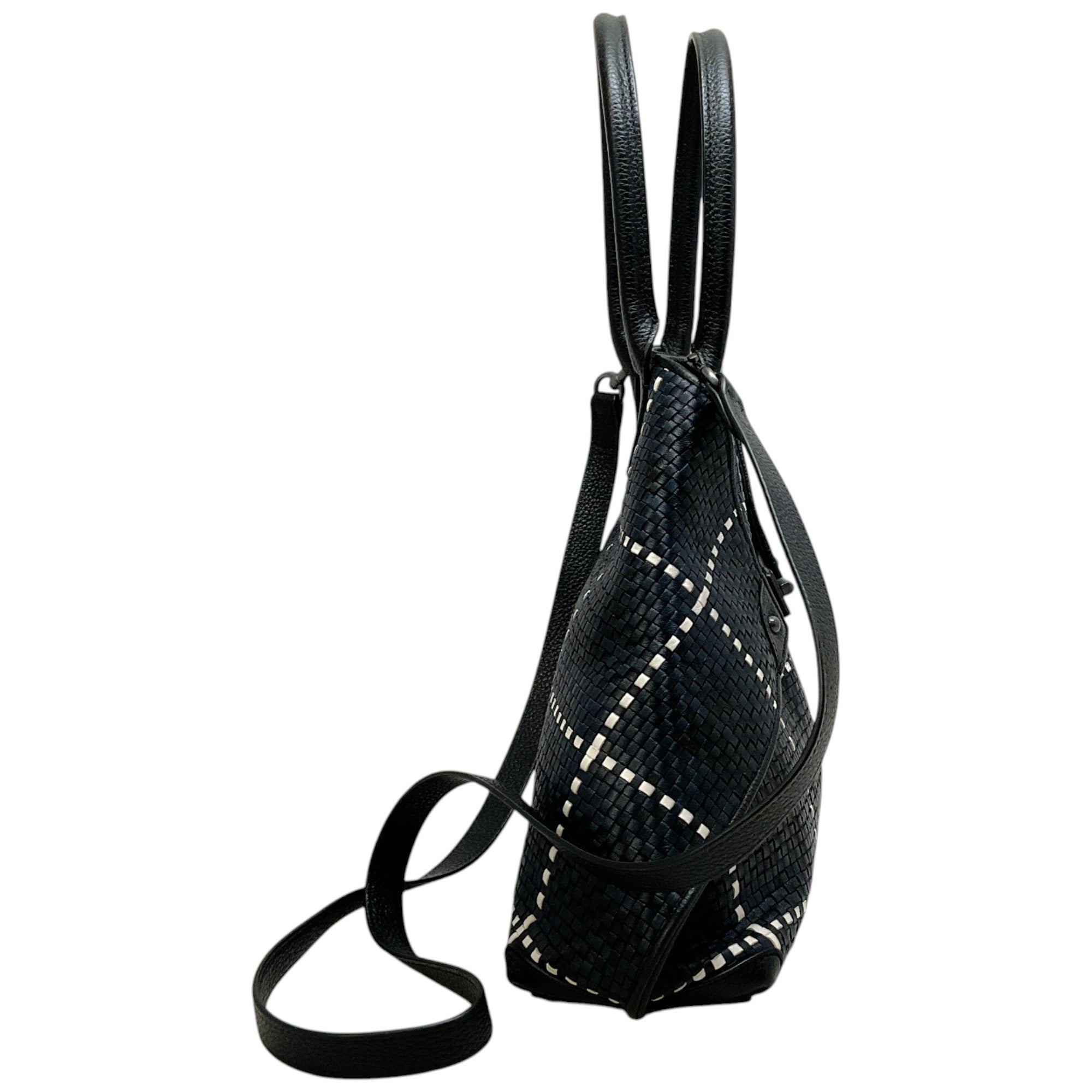 Akris Navy / Black / White Woven Leather Bag