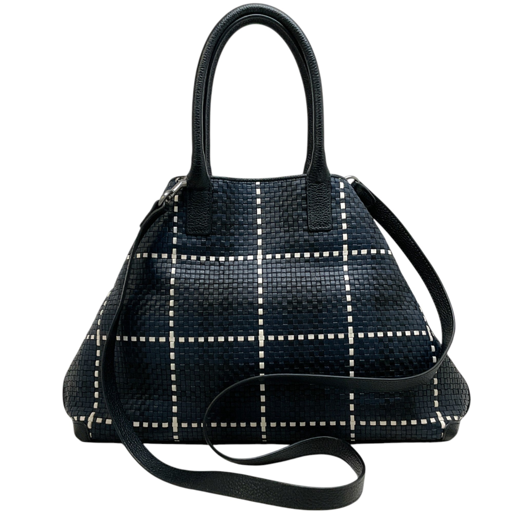 Akris Navy / Black / White Woven Leather Bag