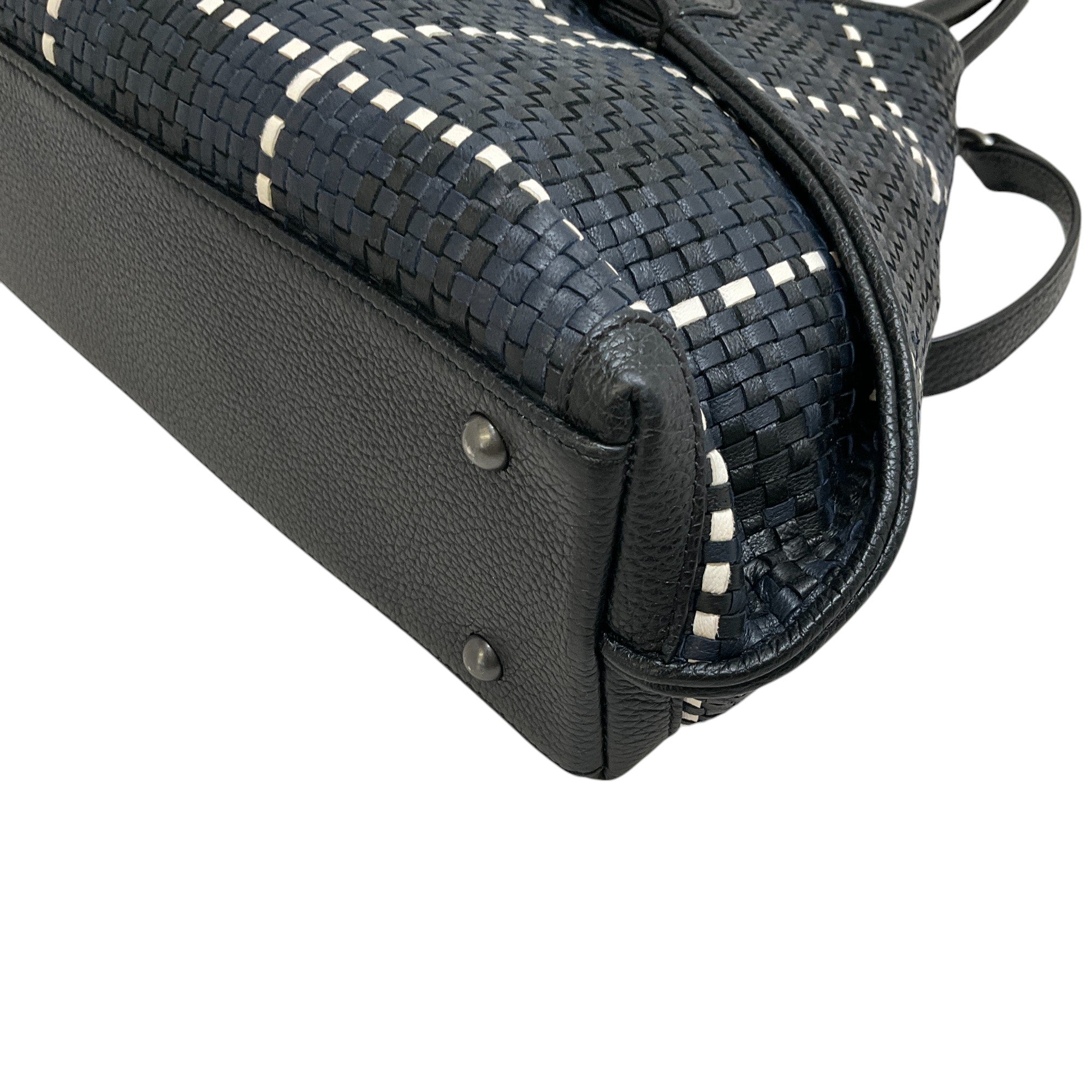 Akris Navy / Black / White Woven Leather Bag