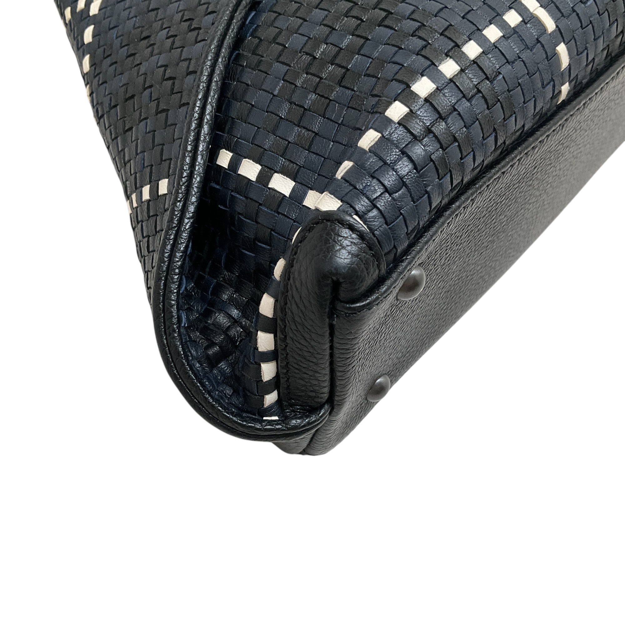 Akris Navy / Black / White Woven Leather Bag