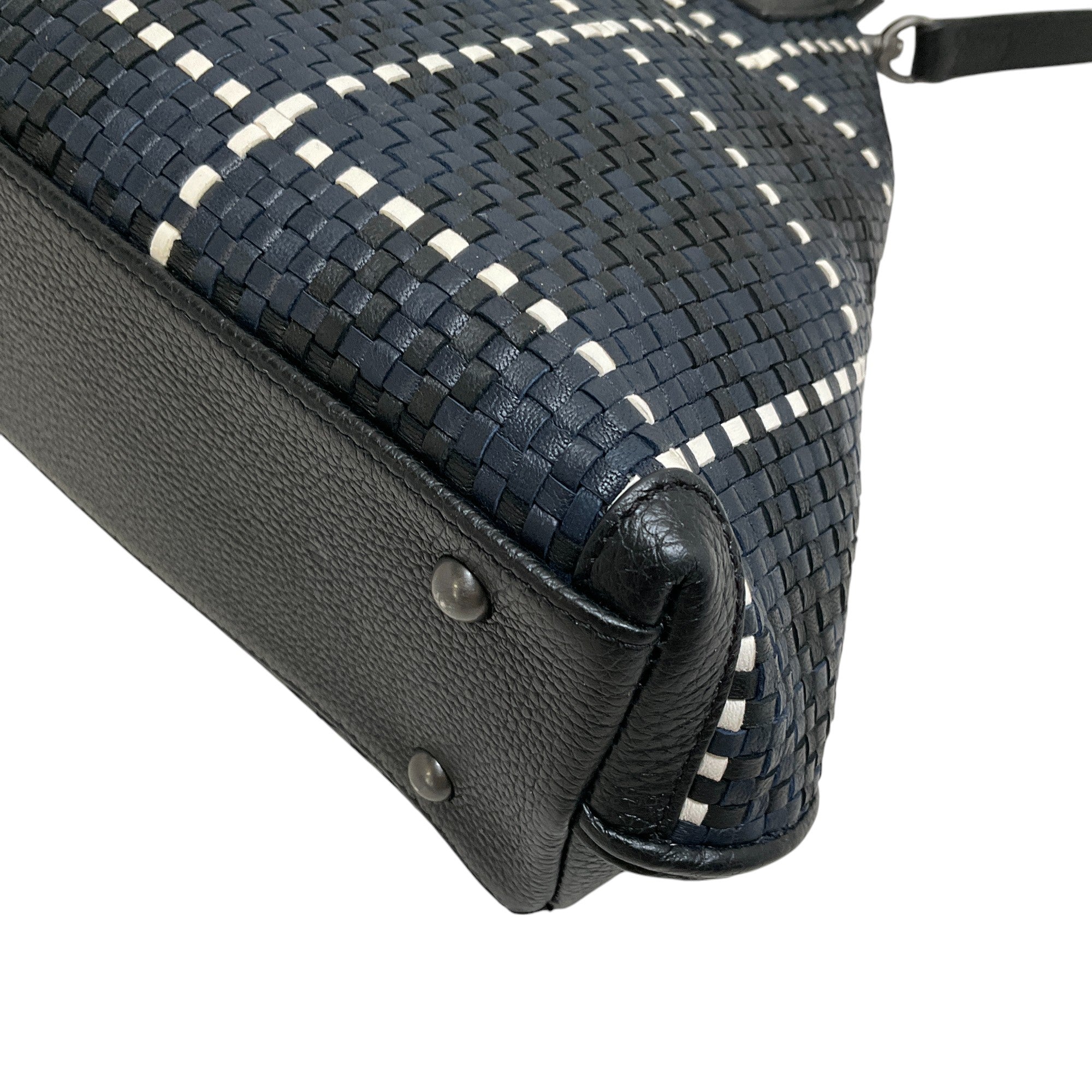 Akris Navy / Black / White Woven Leather Bag