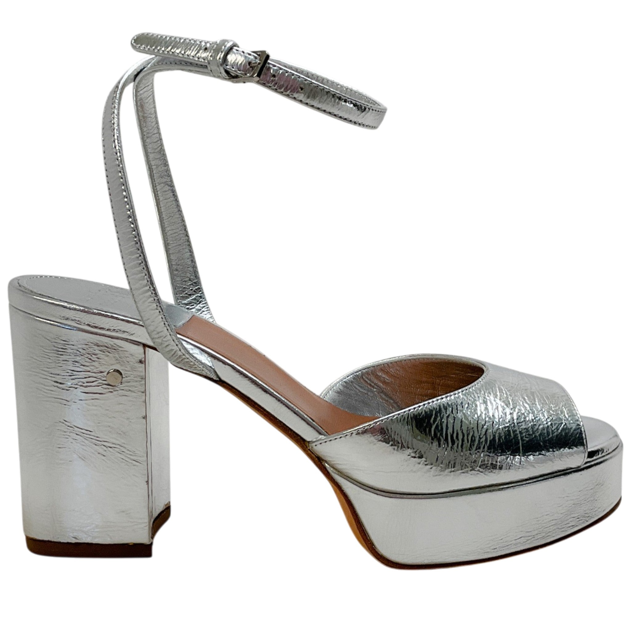 Laurence Dacade Silver Laminated Leather Jenna Platform Sandals