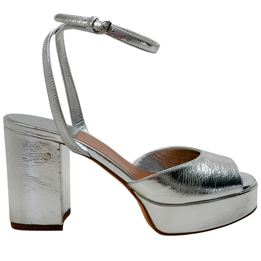 Laurence Dacade Silver Laminated Leather Jenna Platform Sandals
