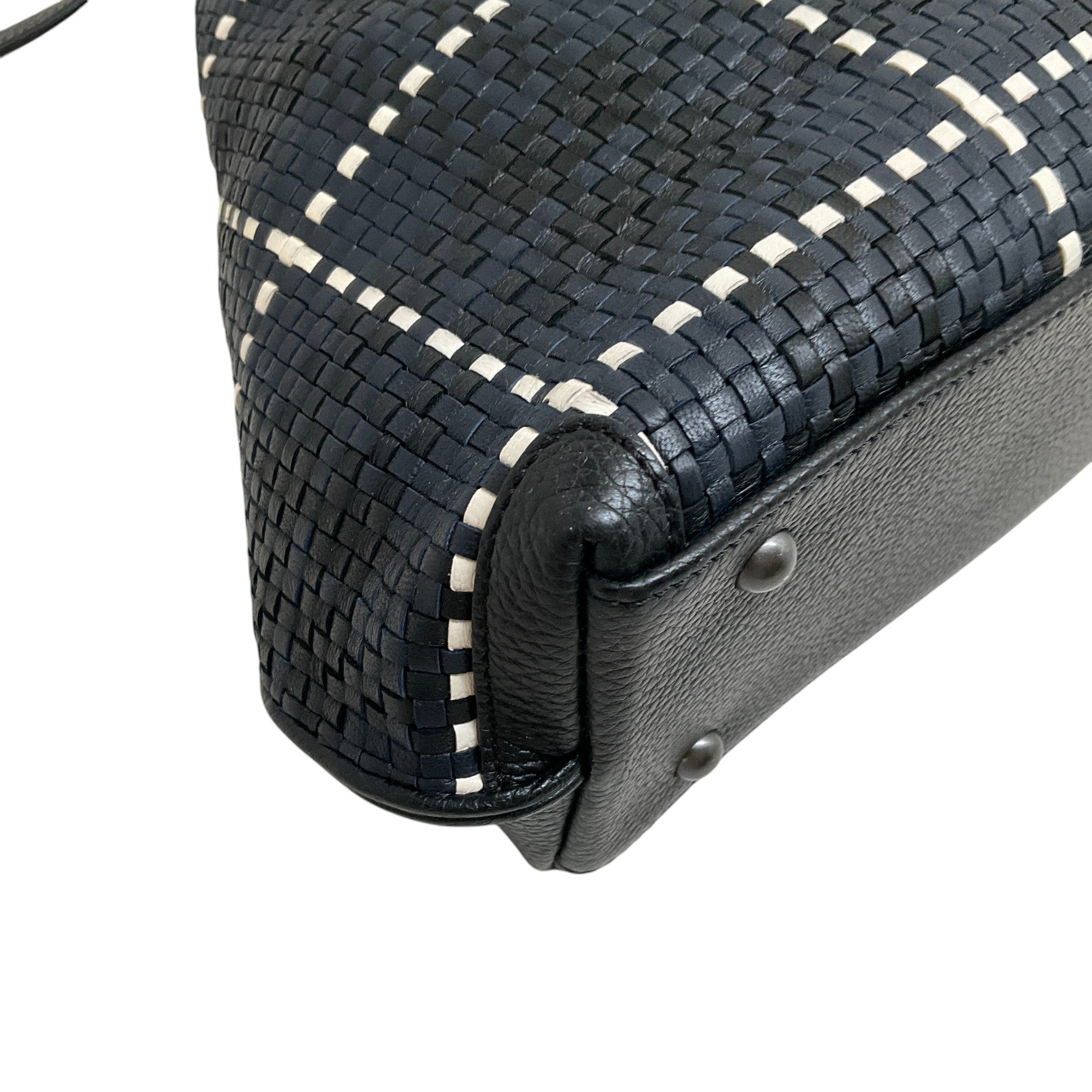 Akris Navy / Black / White Woven Leather Bag