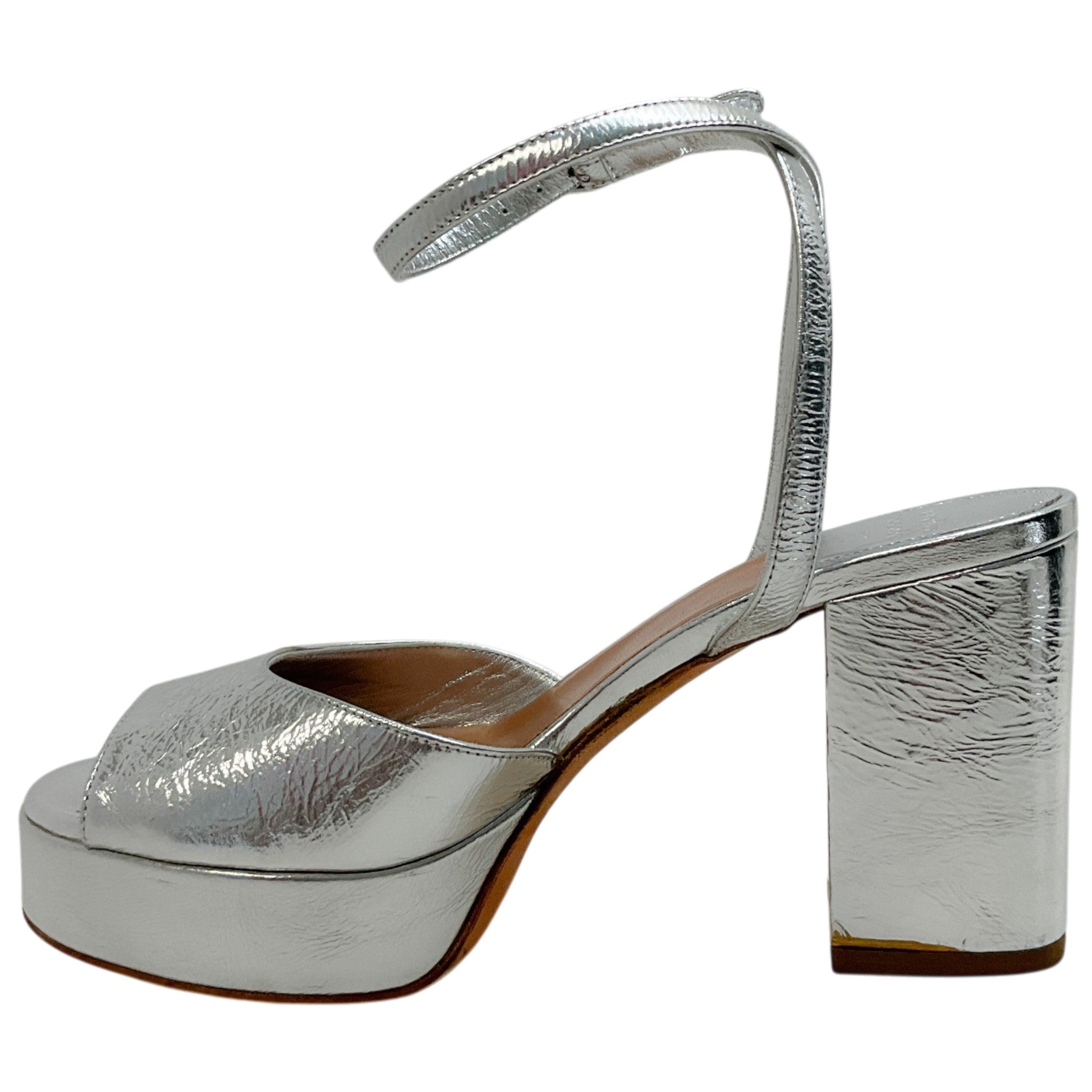 Laurence Dacade Silver Laminated Leather Jenna Platform Sandals