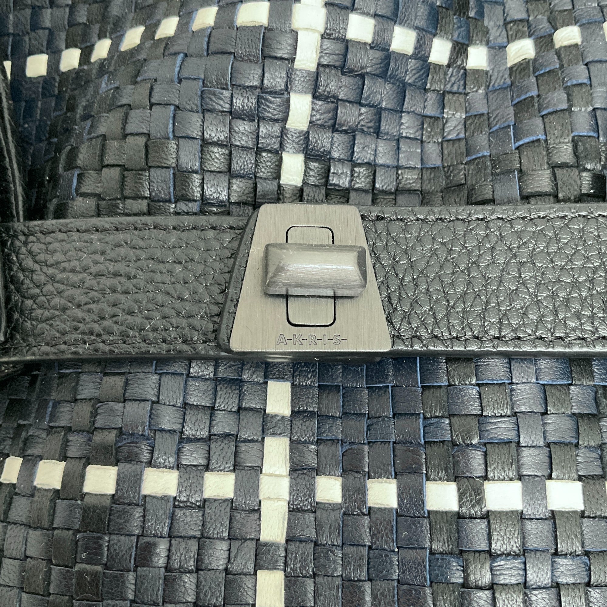 Akris Navy / Black / White Woven Leather Bag