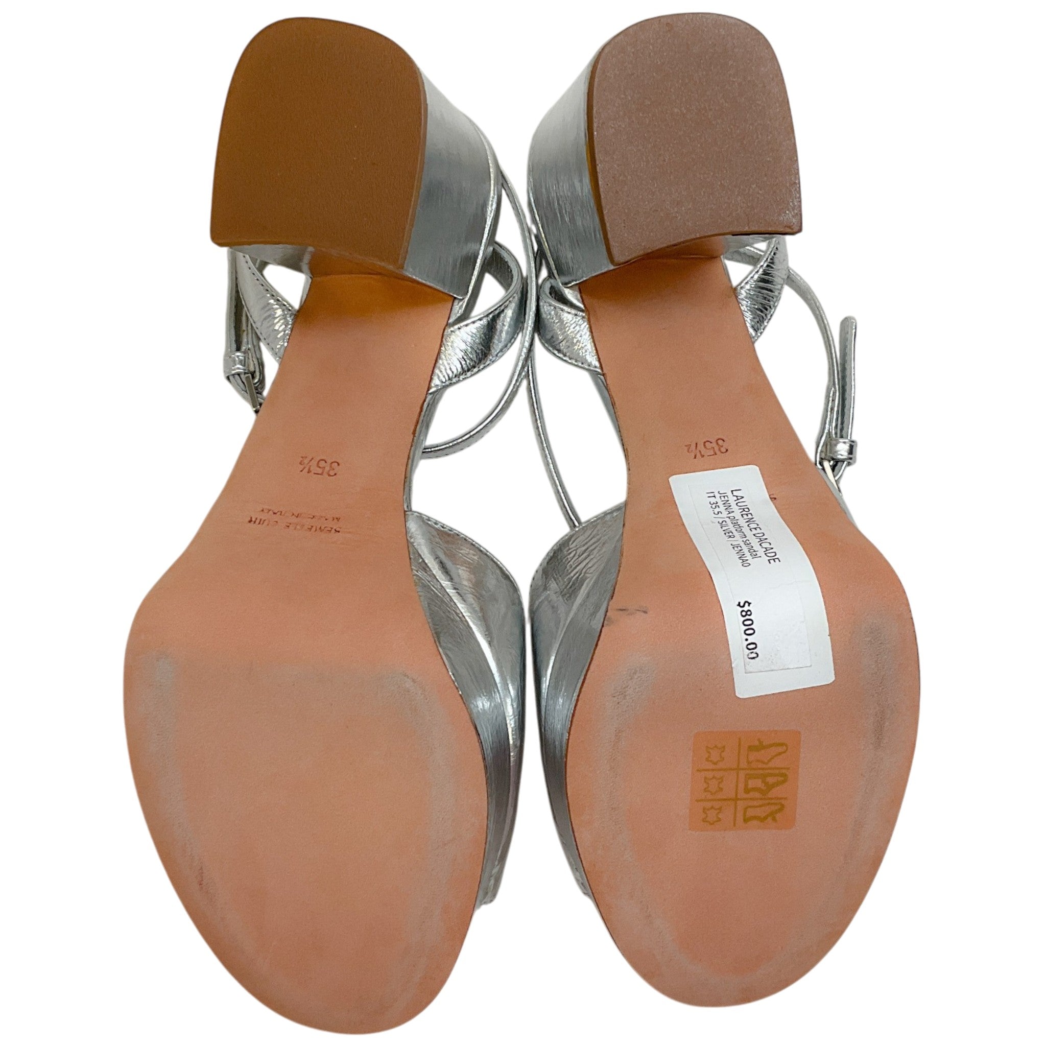 Laurence Dacade Silver Laminated Leather Jenna Platform Sandals