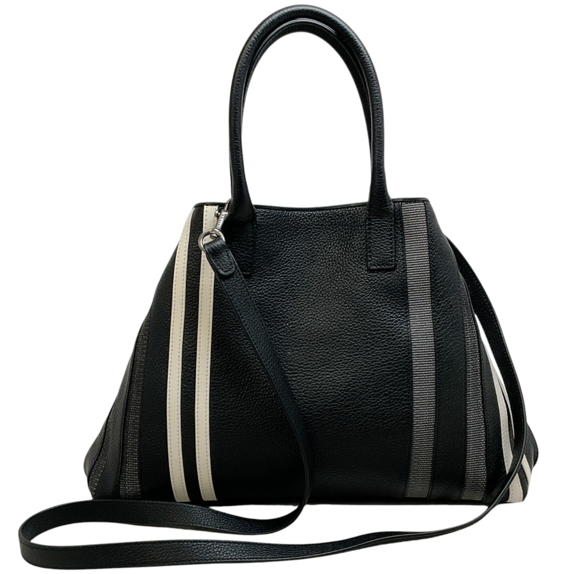 Akris Black / White Stripe Leather Bag