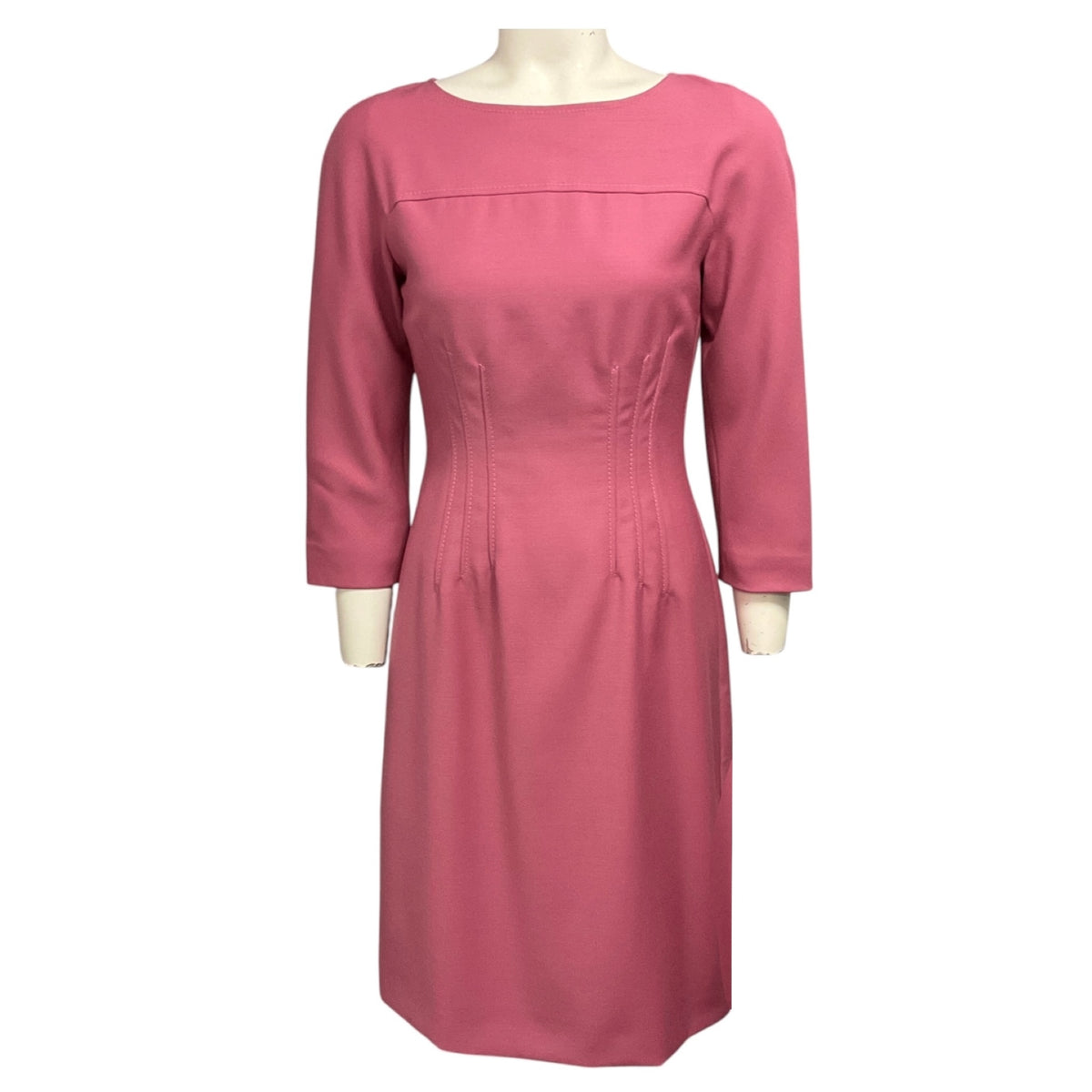 Moschino Cheap and Chic Rose Pink Three Quarter Sleeved Wool Midi Dress