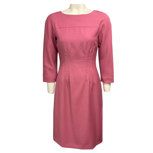 Moschino Cheap and Chic Rose Pink Three Quarter Sleeved Wool Midi Dress