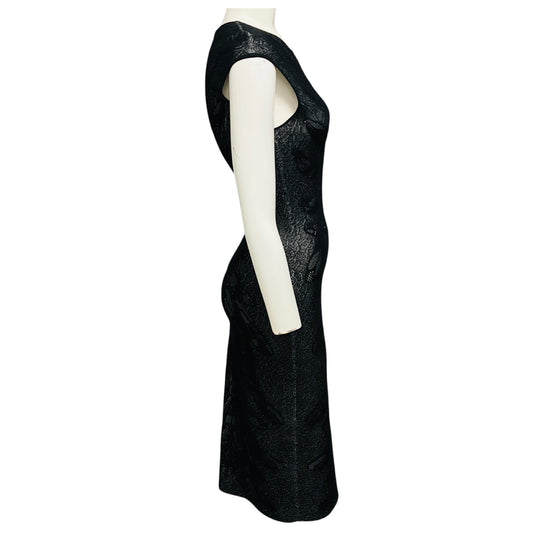 Alexander McQueen Black Fitted Knit Midi Dress