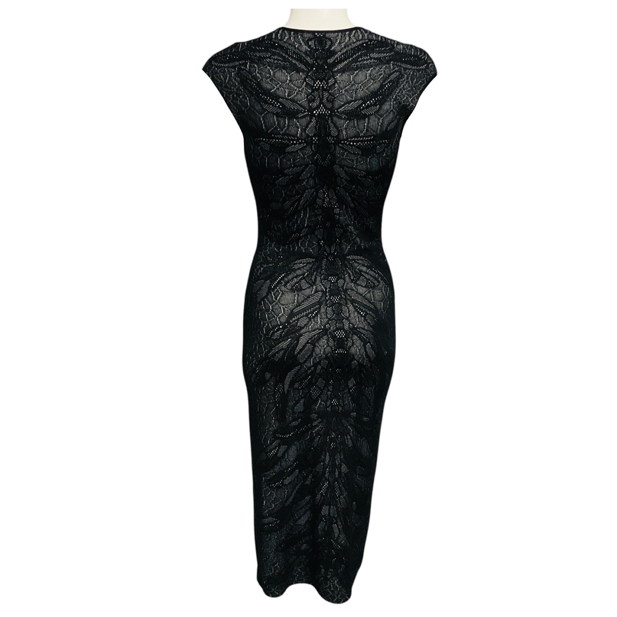 Alexander McQueen Black Fitted Knit Midi Dress