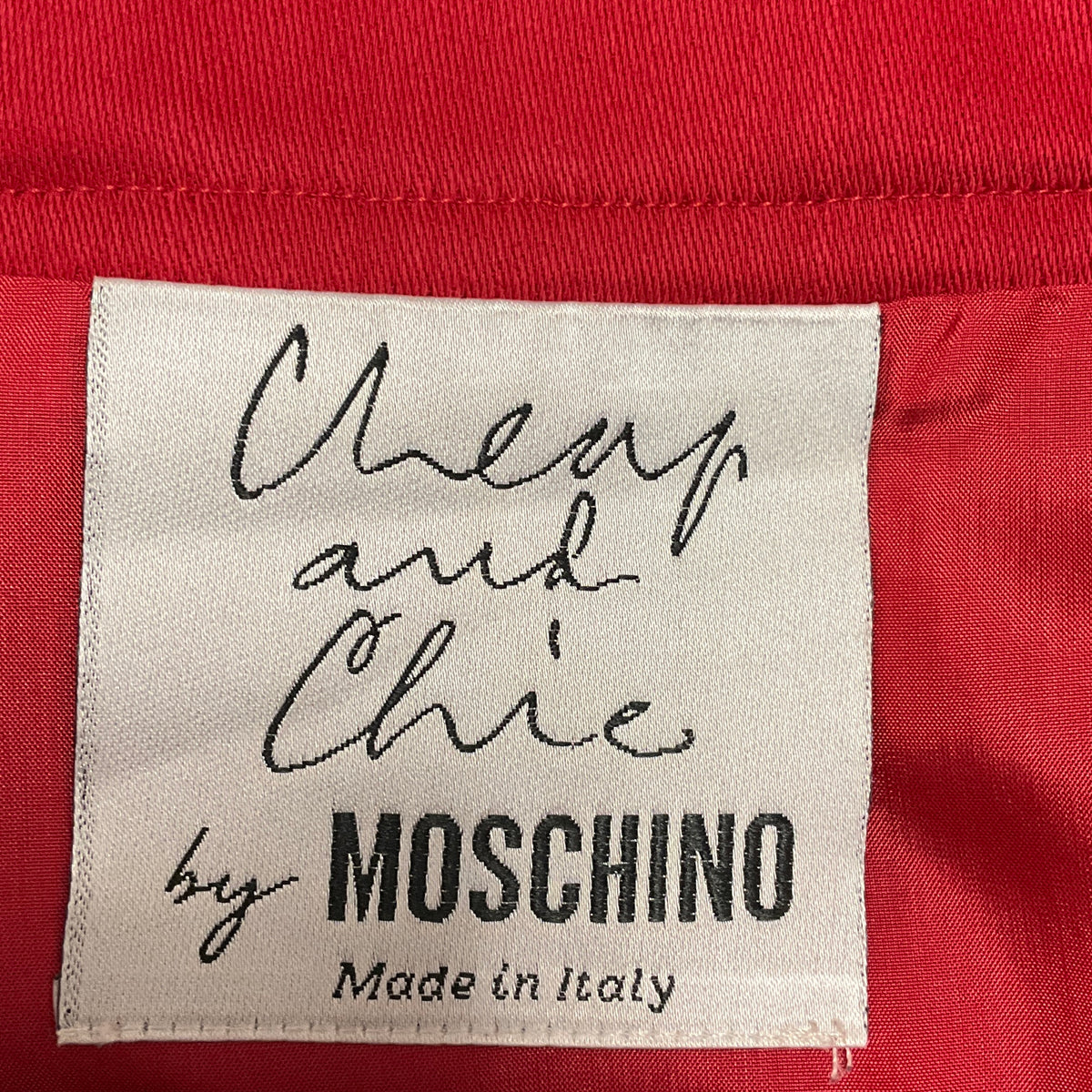 Moschino Cheap and Chic Red Wool Pencil Skirt with Gold Heart Zipper