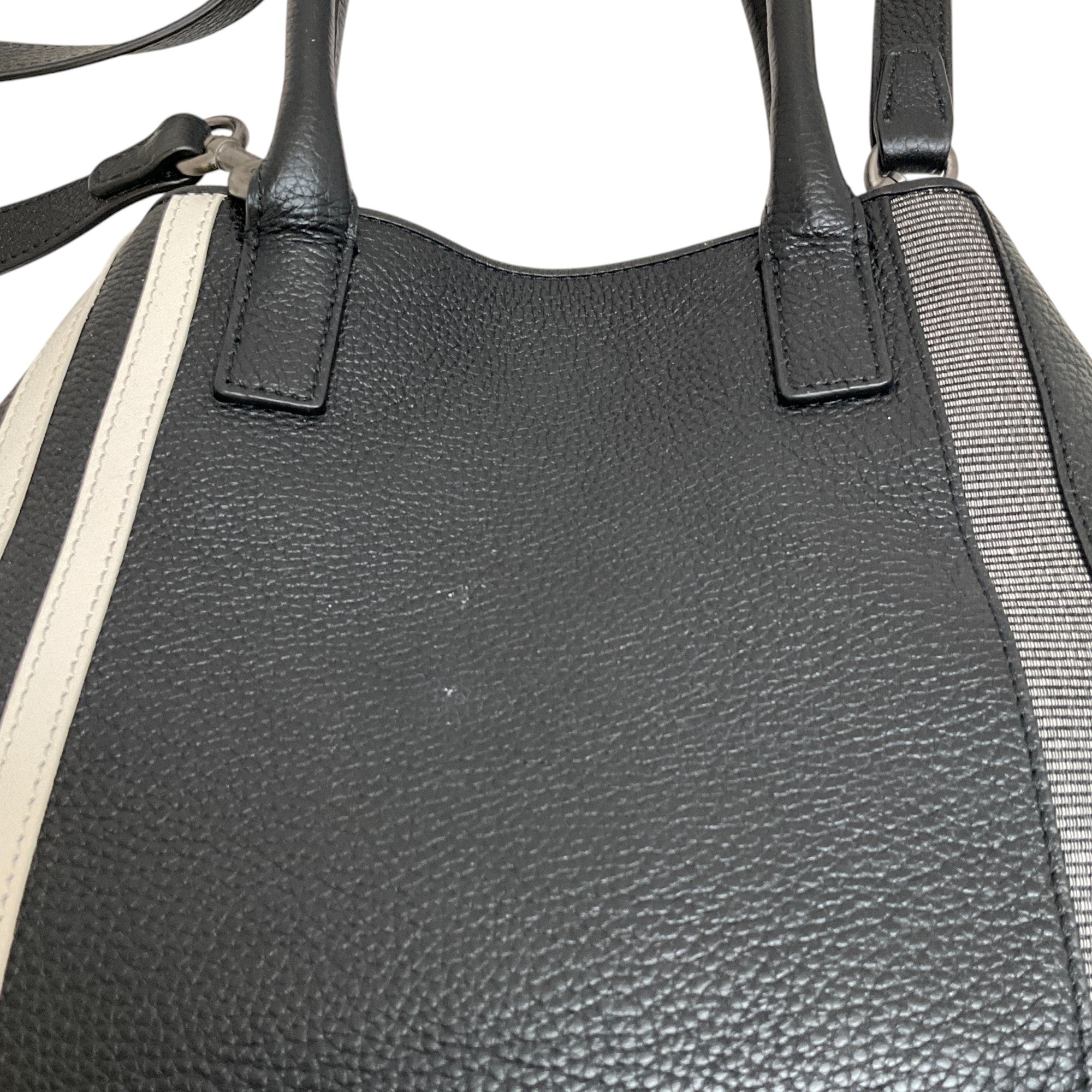 Akris Black / White Stripe Leather Bag