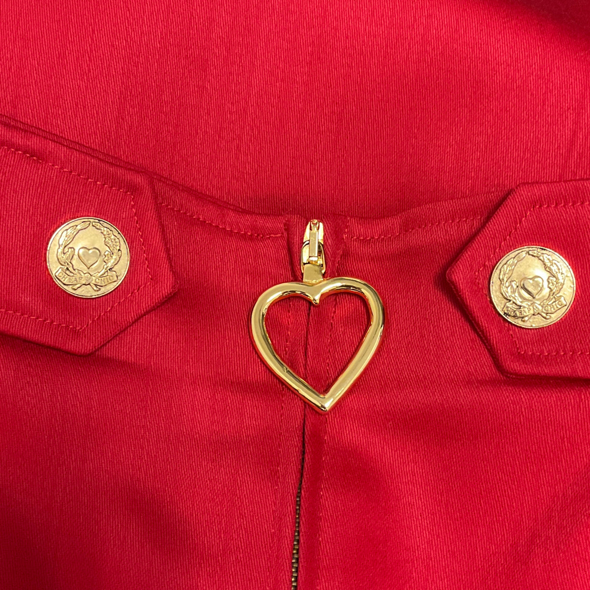 Moschino Cheap and Chic Red Wool Pencil Skirt with Gold Heart Zipper