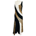 Load image into Gallery viewer, Roberto Cavalli Tan / White / Black Multi Leopard Print Stretch Crepe Asymmetric Maxi Dress
