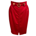 Load image into Gallery viewer, Moschino Cheap and Chic Red Wool Pencil Skirt with Gold Heart Zipper
