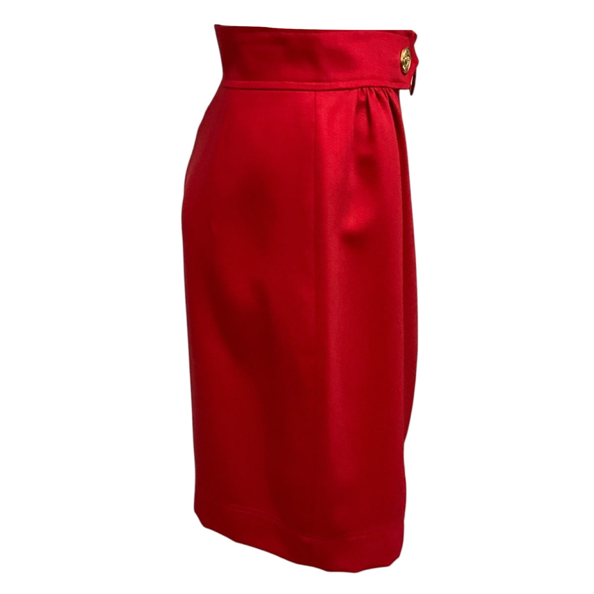 Moschino Cheap and Chic Red Wool Pencil Skirt with Gold Heart Zipper