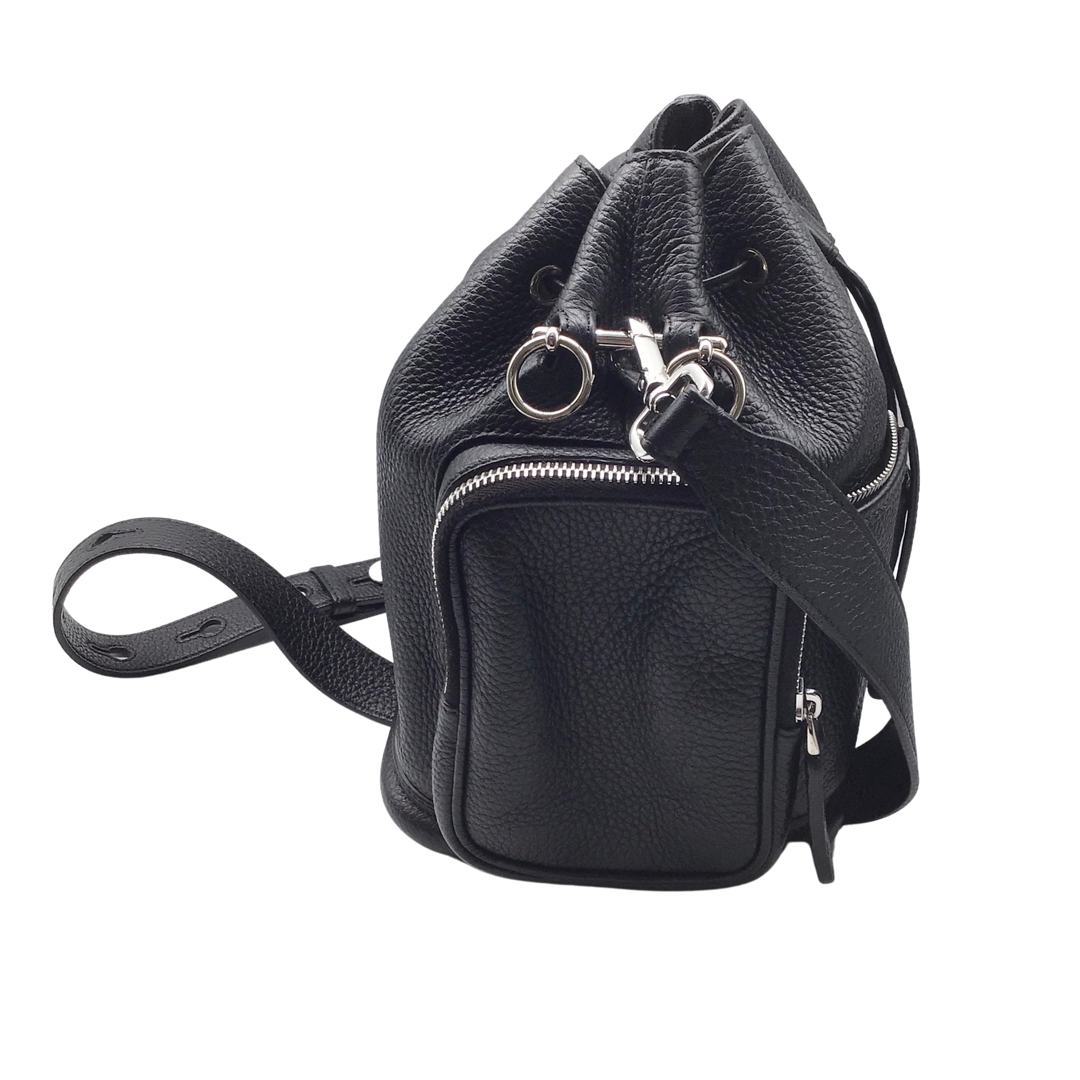Fendi Black Mon Tresor Grained Leather Small Bucket Bag